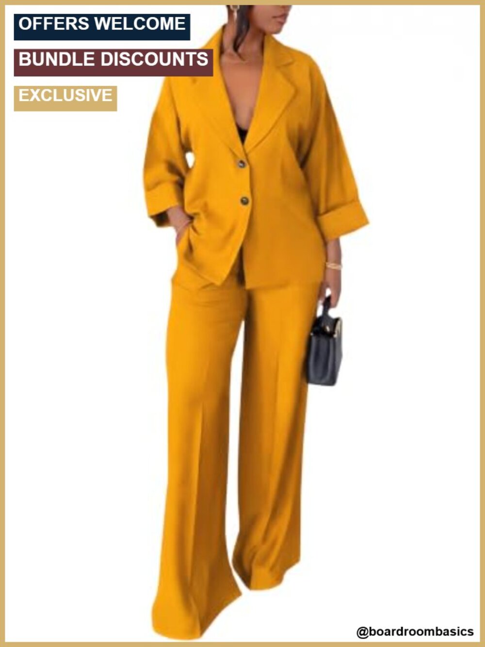 2 Piece Blazer and Wide Leg Pants Set Long Sleeve Business Casual